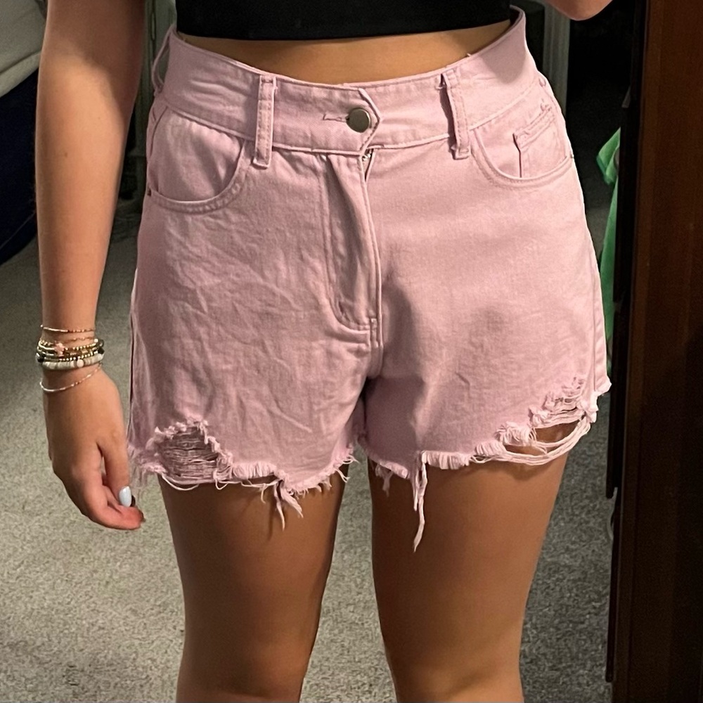 Purple Denim Shorts